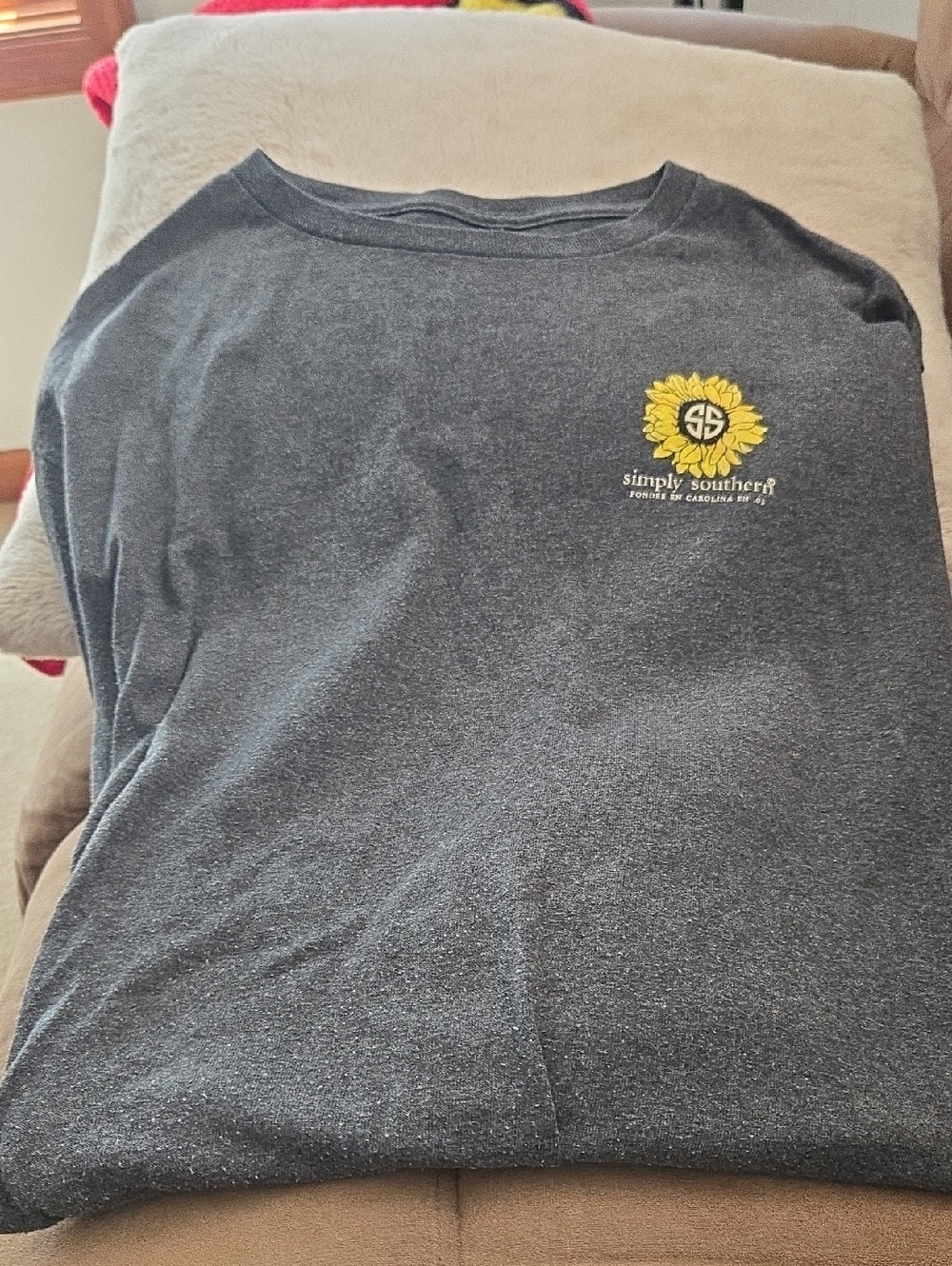 Simply Southern Dark Gray Kids Tee with Yellow Sunflower Logo